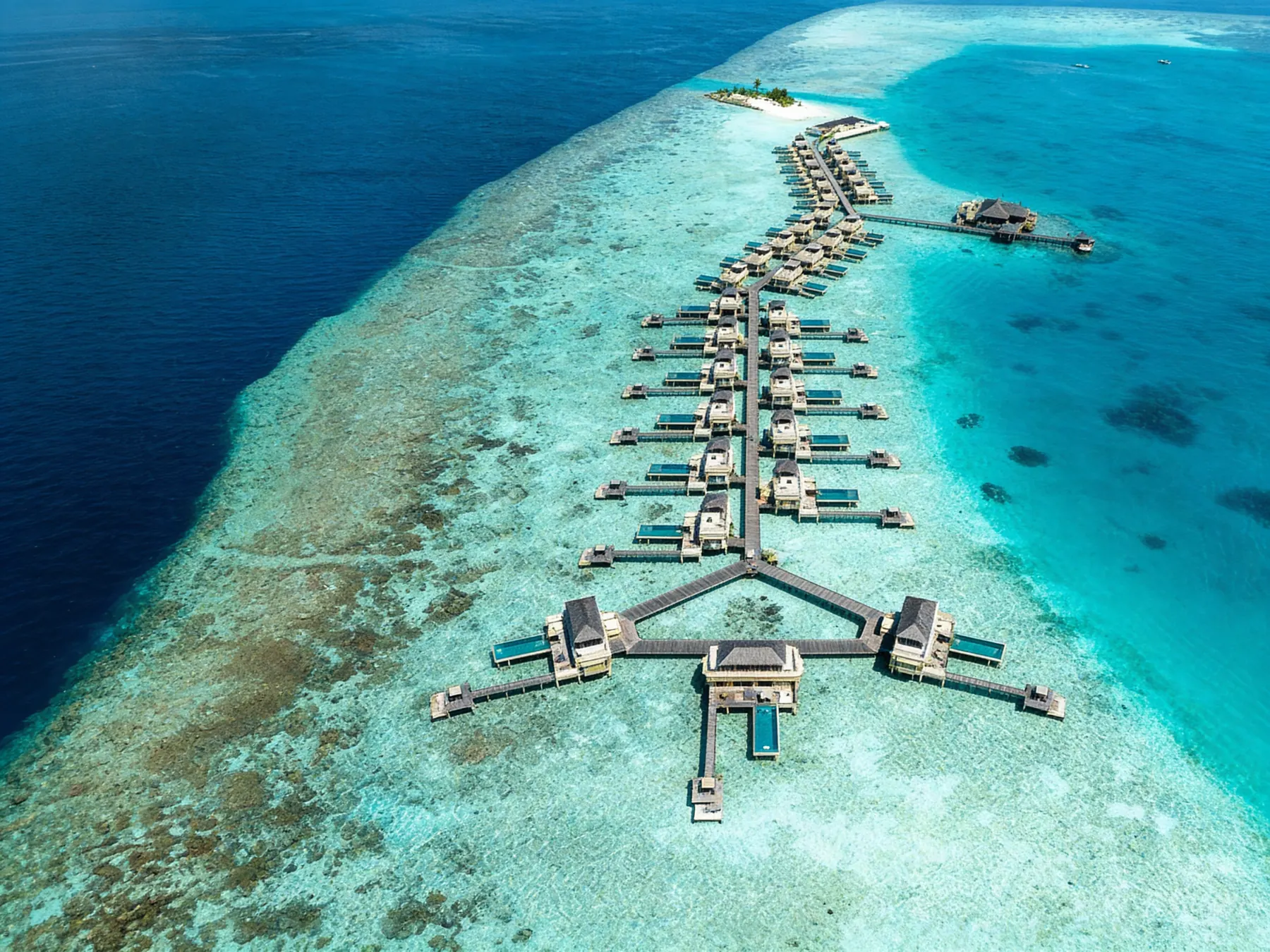 Water villas from above